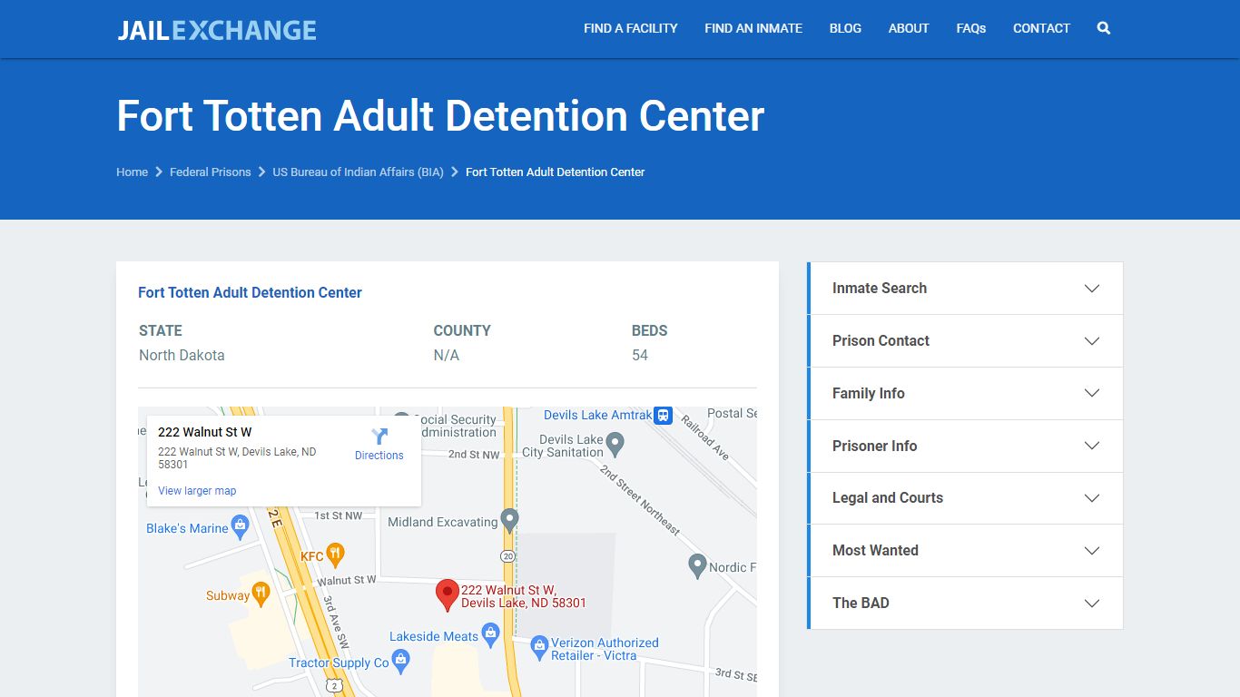 Fort Totten Adult Detention Center Reservation Jail ...